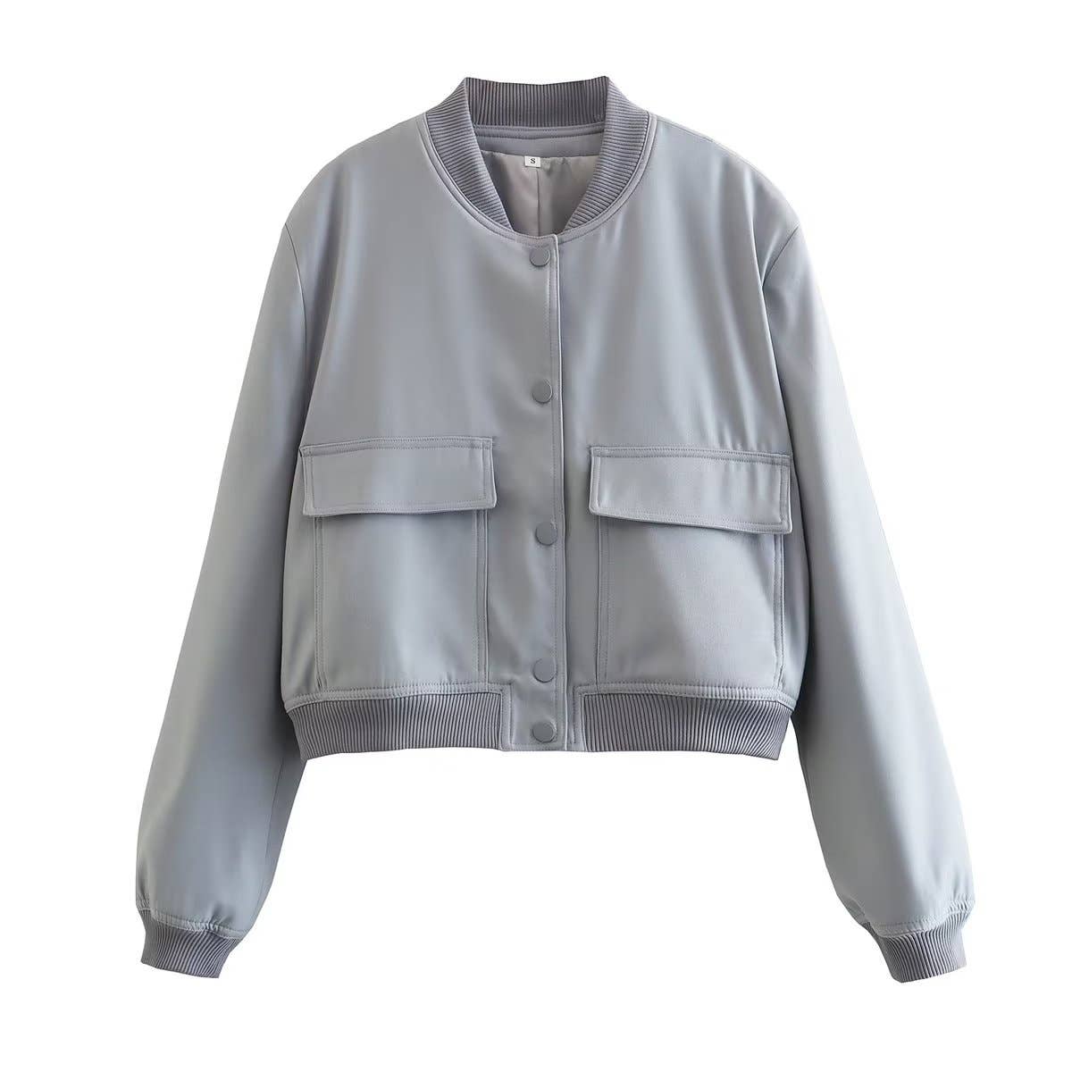 HIDDENBRAND - Wholesale Bomber Jacket - Women's - relaxed button through cropped bomber jacket20