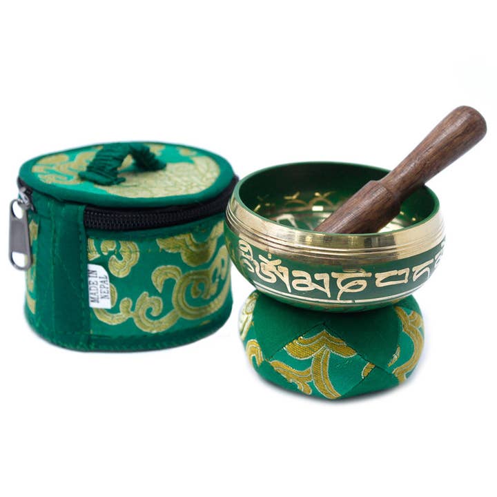 AW Artisan - Wholesale Music Accessory - Tibetan Mini Bowls Gift Set - Green