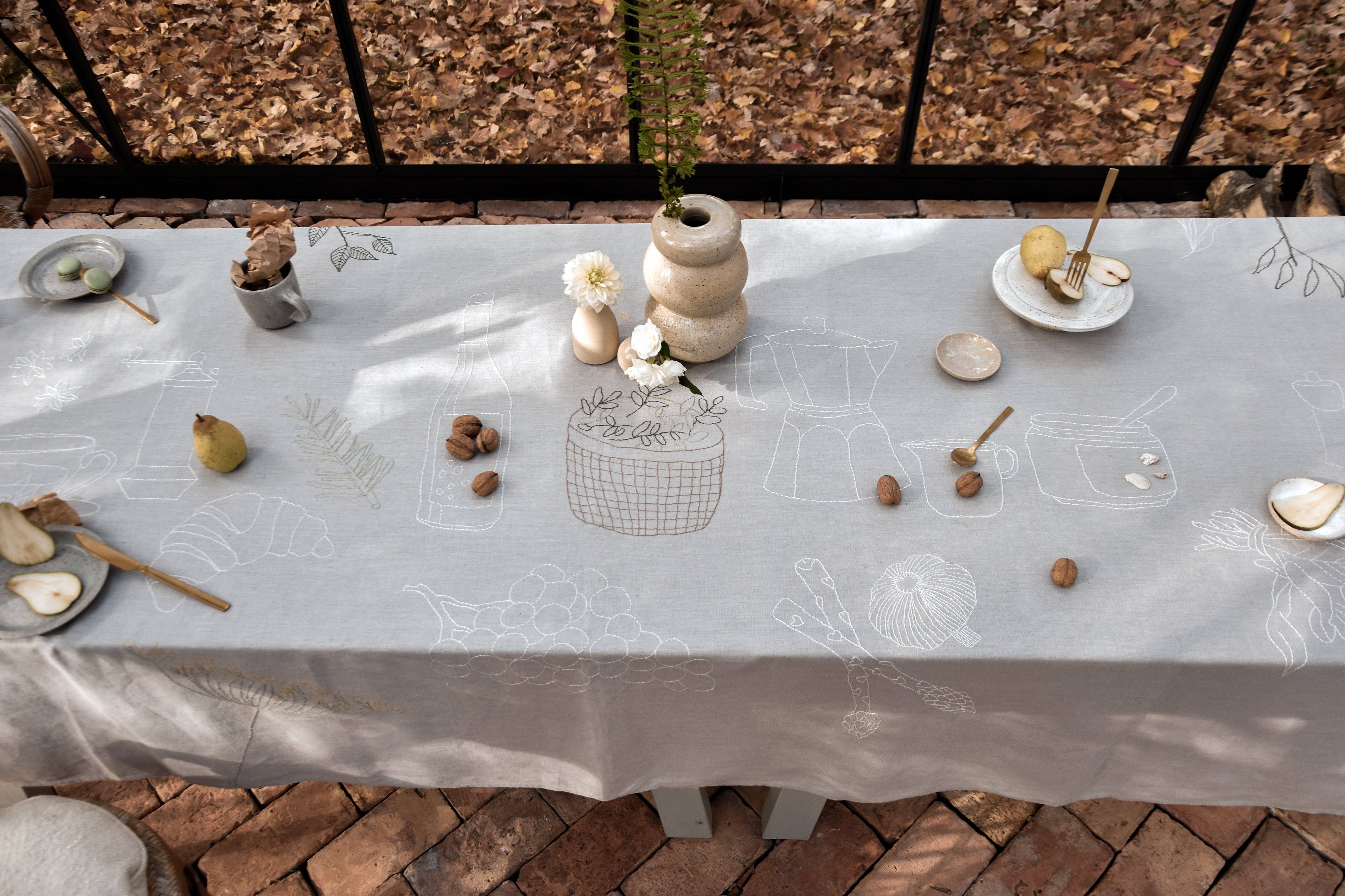 À bientôt - Vendita all'ingrosso Tovaglie - Tovaglia decorativa Le Printemps in lino biologico3