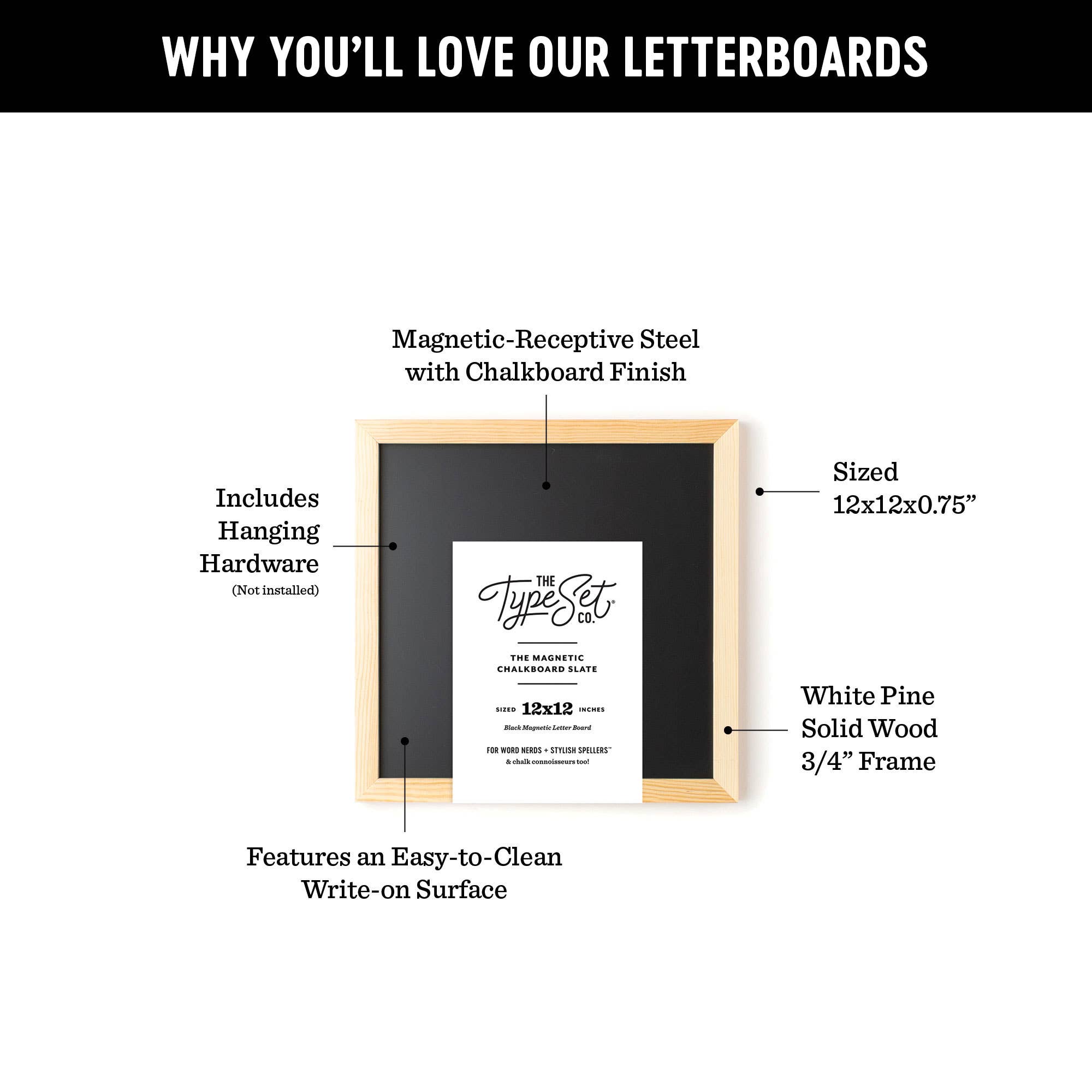 The Type Set Co. - Wholesale Chalkboard - 12x12 Black Magnetic Chalkboard5