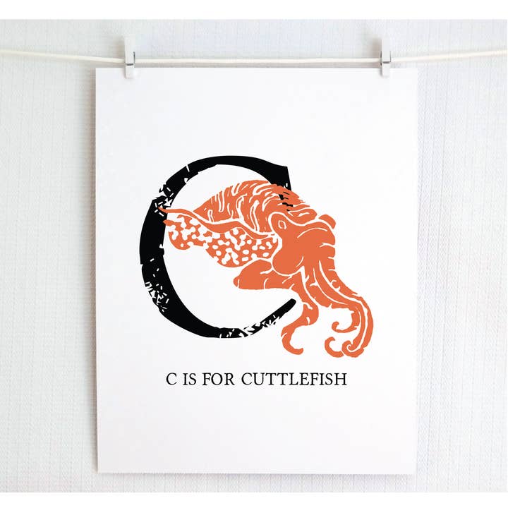 Jamie Palmer Keating - Wholesale Art print - C is for Cuttlefish Illustrated Print4