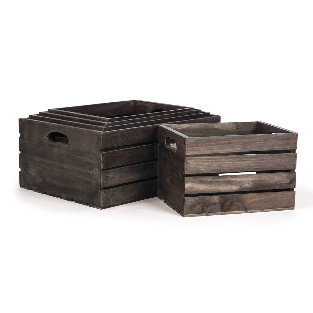 Willow Group - Wholesale Storage Bin - S/5 BROWN WOOD CRATES3