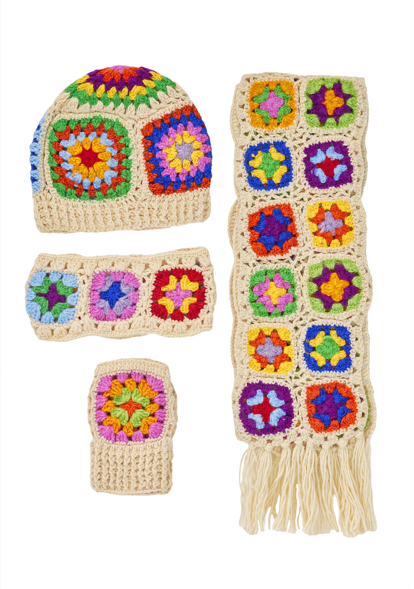 Namaste - Wholesale Sjaal - Dames - Gehaakte regenboog sjaal met granny squares7