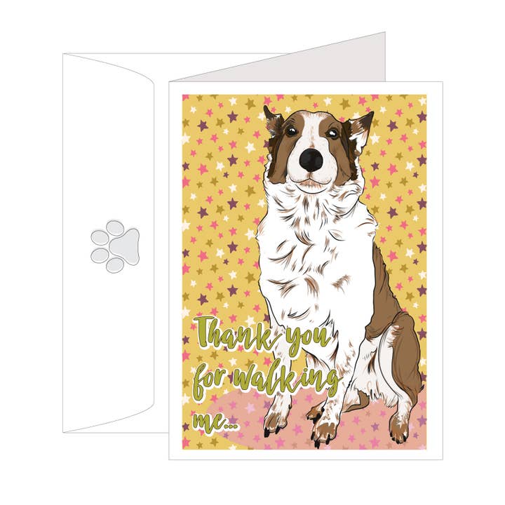 Mixed - Thank You for Walking Me Blank Inside Greeting Card for wholesale by ArtzyDog Studio