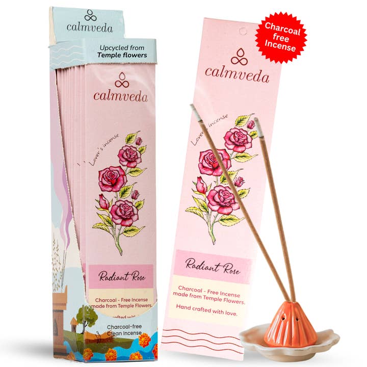 Calmveda Incense & Aromatherapy - Wholesale Incense - Radiant Rose Charcoal free Incense Sticks set (10 x12 Stick)