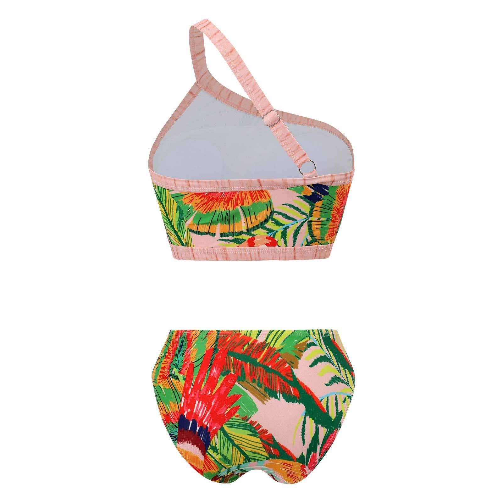 Sweetkama - Wholesale Two Piece Swimsuit - Women's - Ladies Print Tassels One Shulder Bikini Set SKSW401182
