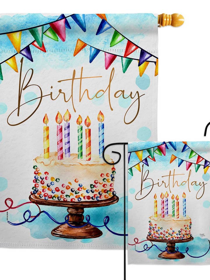 Vlag Verjaardag Zoete Cake Tuinhuis 2-zijdig woondecoratie voor wholesale door Two Group Flag Co