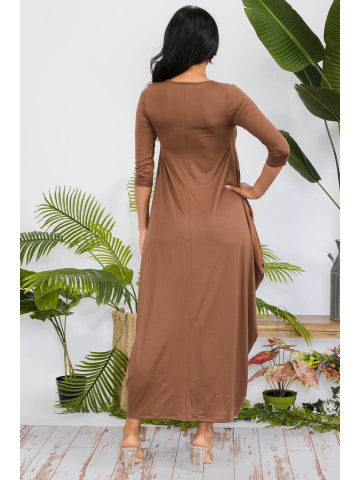 H&H Fashion Inc. - Wholesale Dress - Women's - HH645R-SOLID - 3/4 Sleeve Maxi Dress15