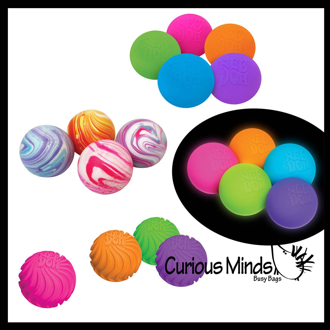 Curious Minds Toys - Vente Jouet mou – enfant et bébé - 1 NeeDoh mini stress ball assorti rempli de pâte douce extensible1