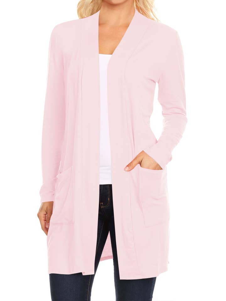 MOA COLLECTION - Wholesale Cardigan - Women's - Women's Long Sleeves Casual Solid Outerwear Sweater Cardigan8