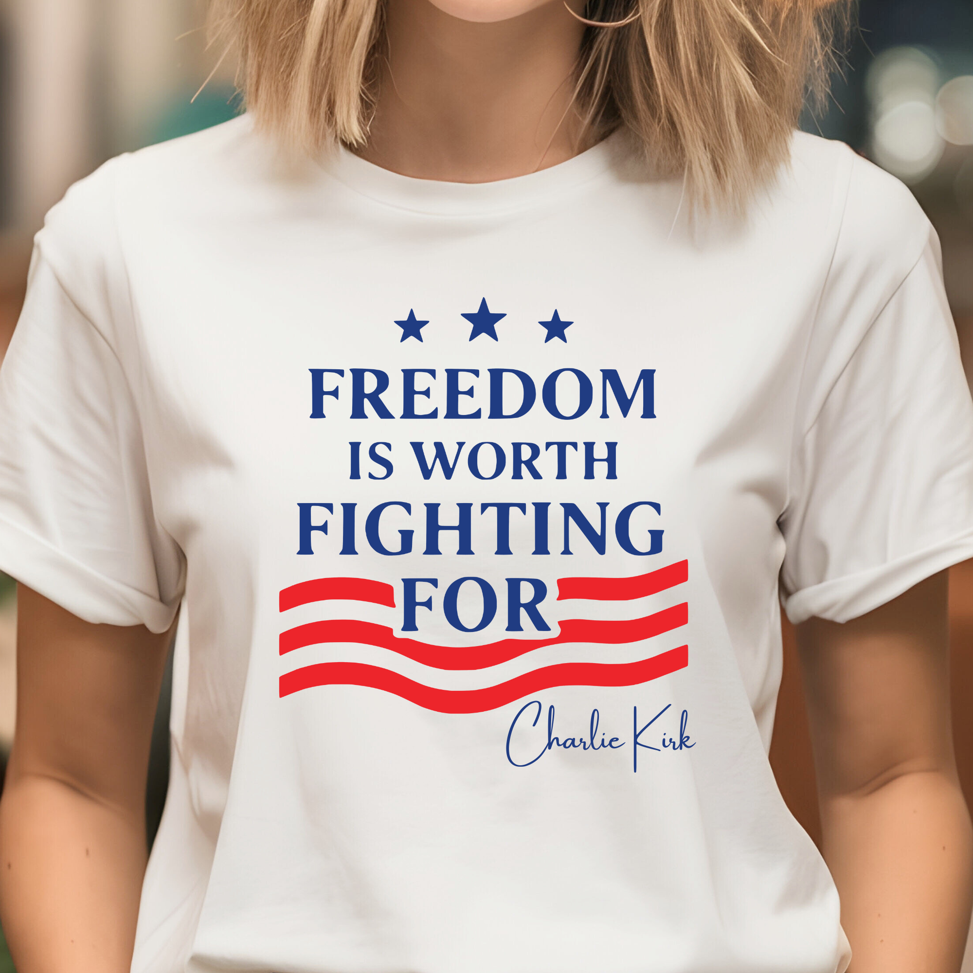 RusticPrintStudio – wholesale Screen printed t-shirt – Women′s – Freedom Charlie Kirk T Shirt Protest T-Shirt Activist Shirt 1