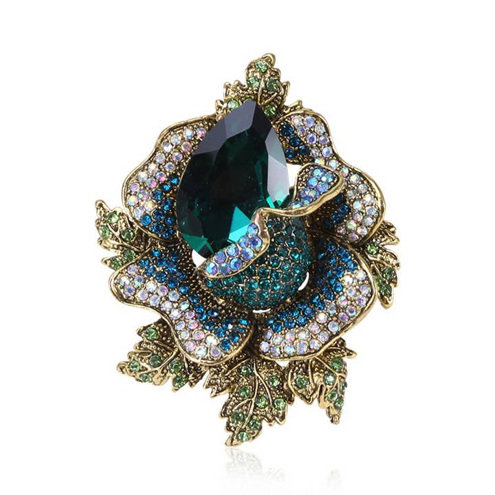 Ole - Wholesale Brooch - Floral Rhinestone Pin PA40748