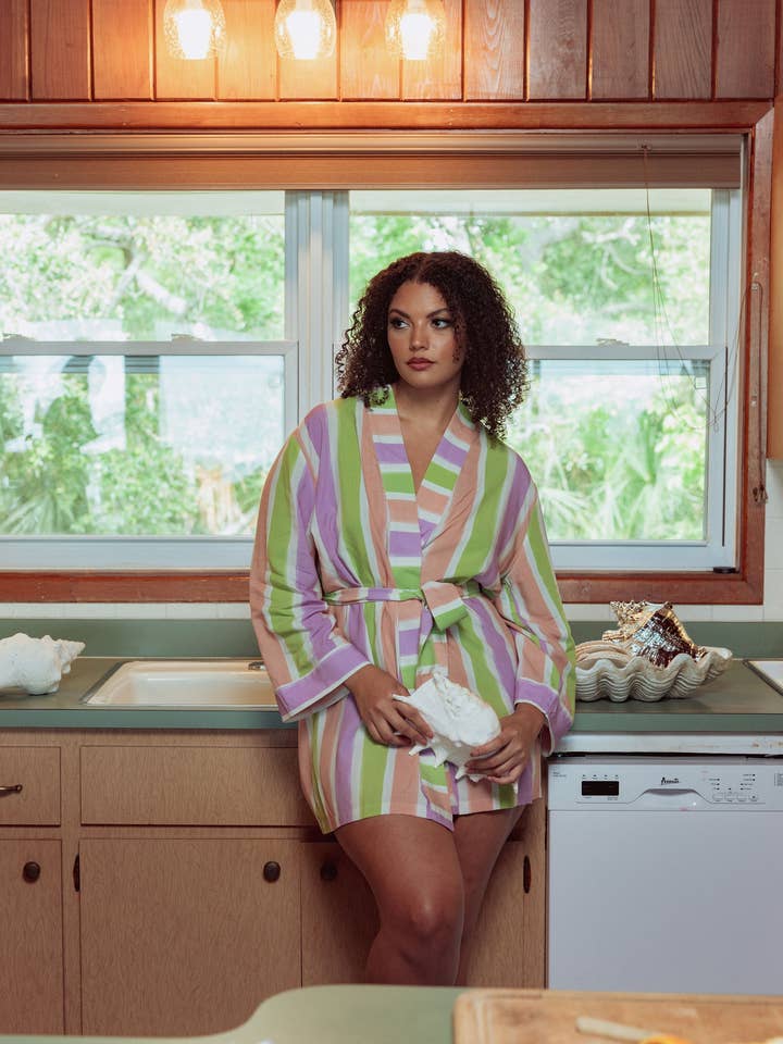 KILO BRAVA PAINTED STRIPE - SHORT ROBE for wholesale by Kilo Brava