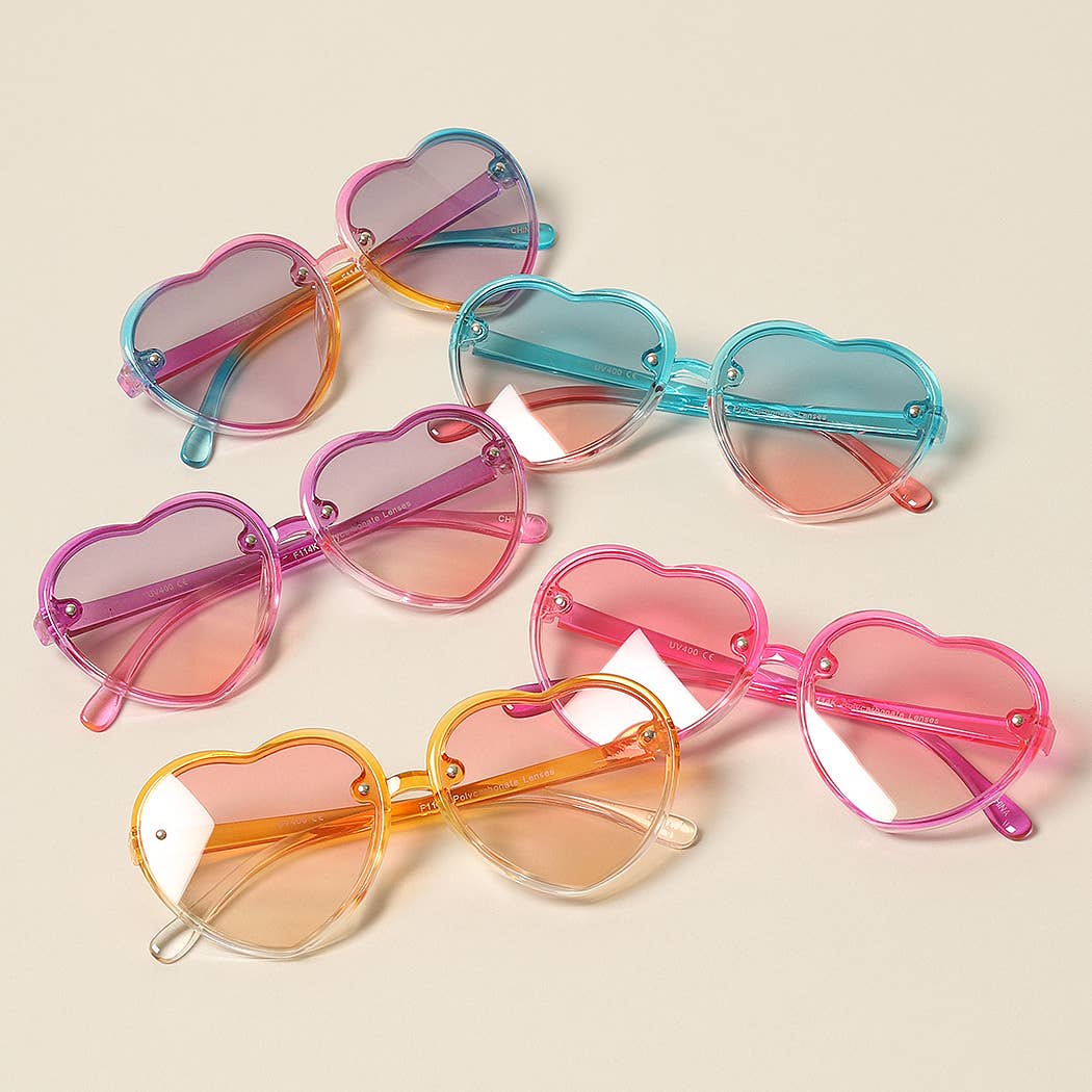  ASSORTED COLORS Kid's Heart Shaped Gradient Sunglasses for wholesale on Faire5