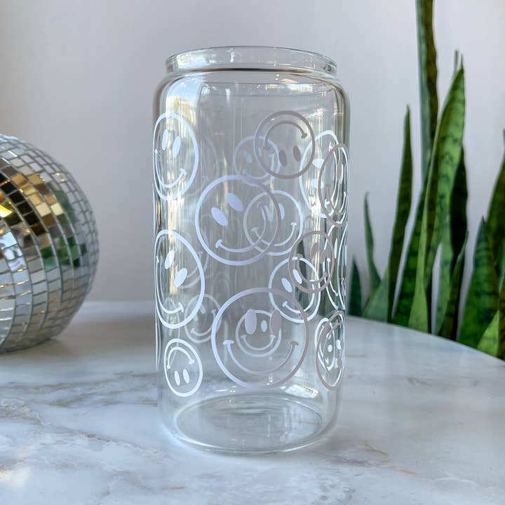 Smiley Ansigtsglas Dåse - Hvid for engroshandel hos Honey Designs