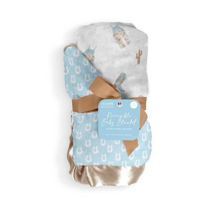JuJuBe - Wholesale Bedding Blanket - Kids & Baby - Reversible Baby Blanket Howdy Partner Blue