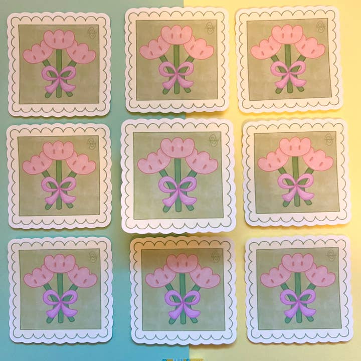 flower stamp sticker for wholesale by GLTCHGIRL