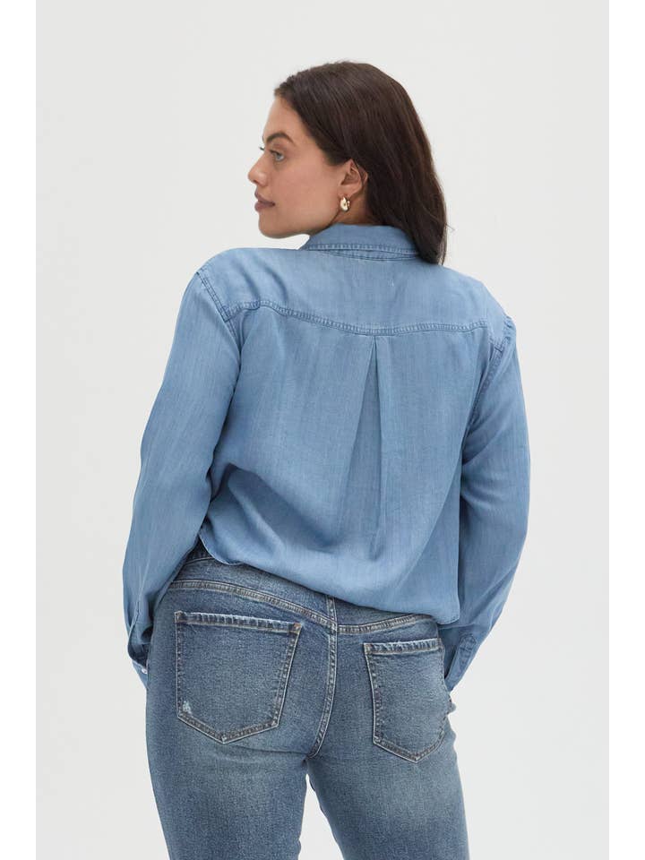 Ellison Button-Up Denim Shirt Medium Blue for wholesale on Faire1