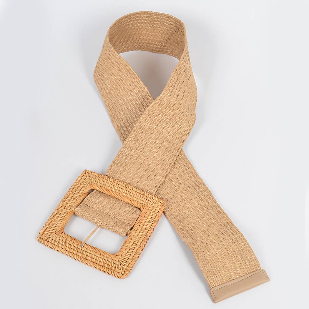 3AM BY H&D ACCESSORIES - Wholesale Belt - Women's - Oversized Bamboo Buckle Waist Elastic Belt3