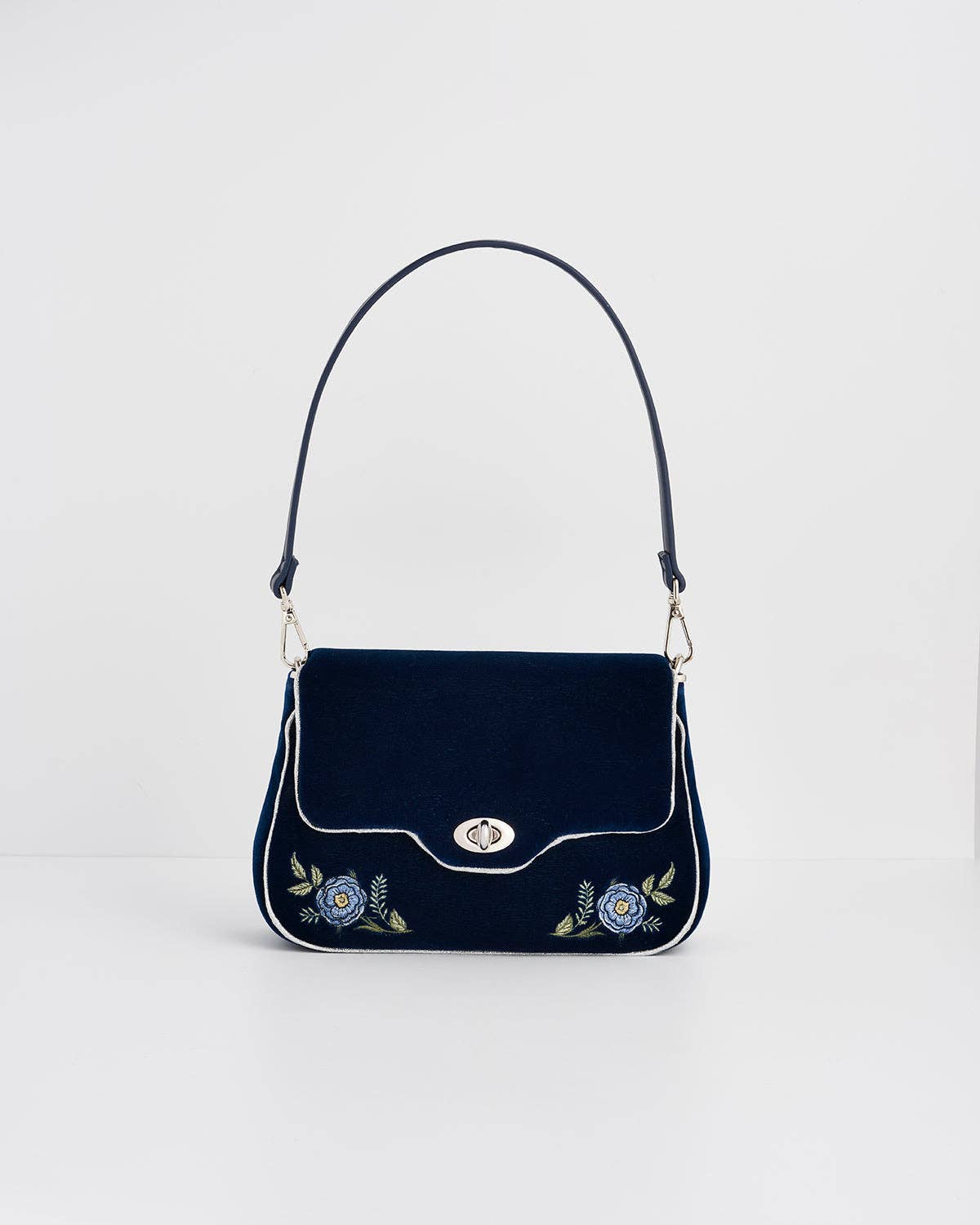 Fable England – Bolsa - Mulher por atacado – Carteira Azul Bordada com Rosas