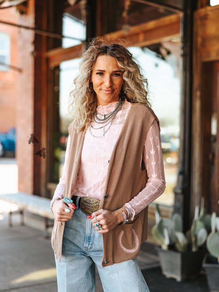 2 Fly Co - Wholesale Blouse - Women's - LARIAT LACE L/S *DUSTY ROSE