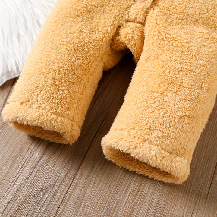 PatPat - Vendita all'ingrosso Tutina - Neonati - Tuta con cappuccio a maniche lunghe in tinta unita spessa Fuzzy da bambina6