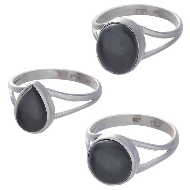 Hematite Cabochon Split Shank Ring 10-13mm H for wholesale by Kheops International