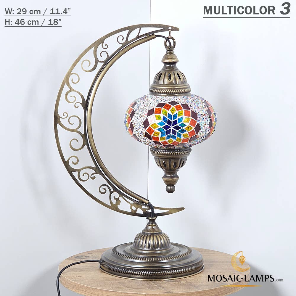 Mosaic Lamps - Wholesale Accent/Desk Lamp - 10+ Colors - Moroccan Moon Table Lamp, Arc, Murano Crescent30