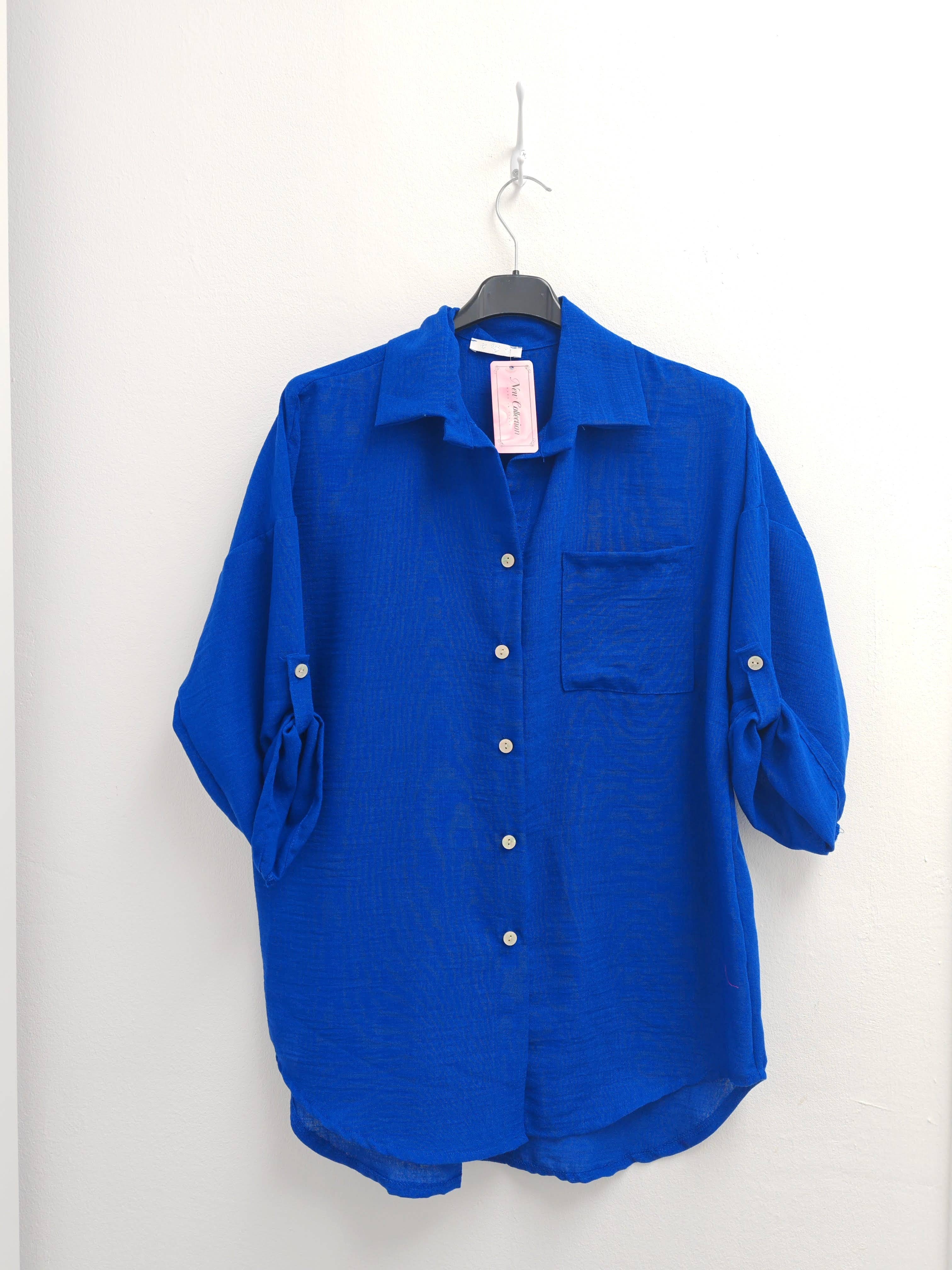 Superbia - Wholesale Button Down Shirt - Women's - Italian One Size Full Button Linen Shirt Blouse with Pocket20