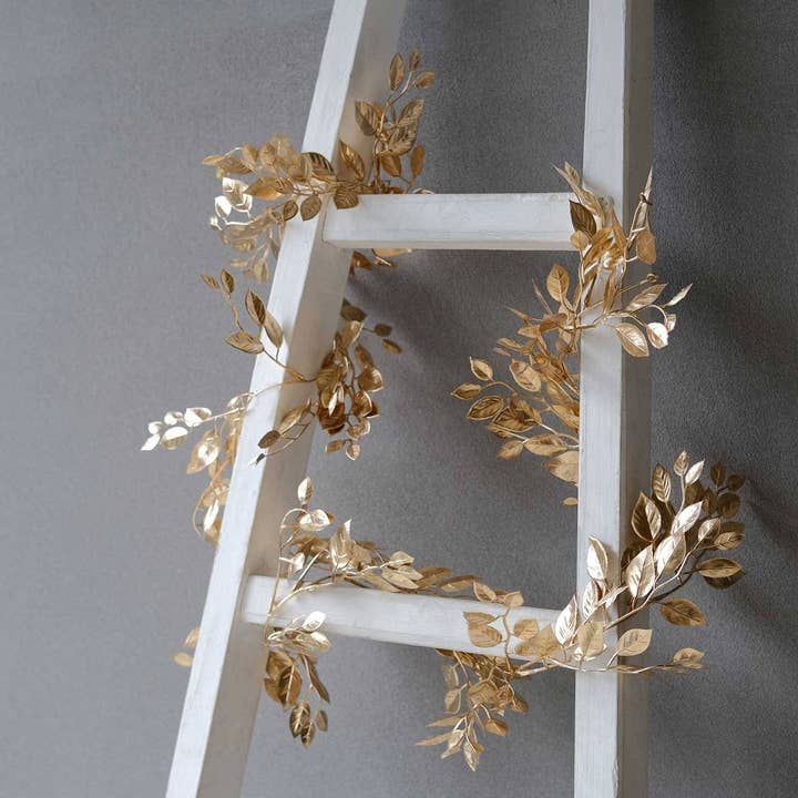 Elan Bazaar - Wholesale Bunting/Garland - 6 FT. Gold Magnolia Leaf Garland Faux Metallic Magnolia1