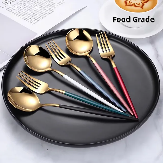 Sostraw & SmartThings – Conjunto de talheres variados por atacado – Conjunto de talheres com acabamento fosco - 5 cores disponíveis7