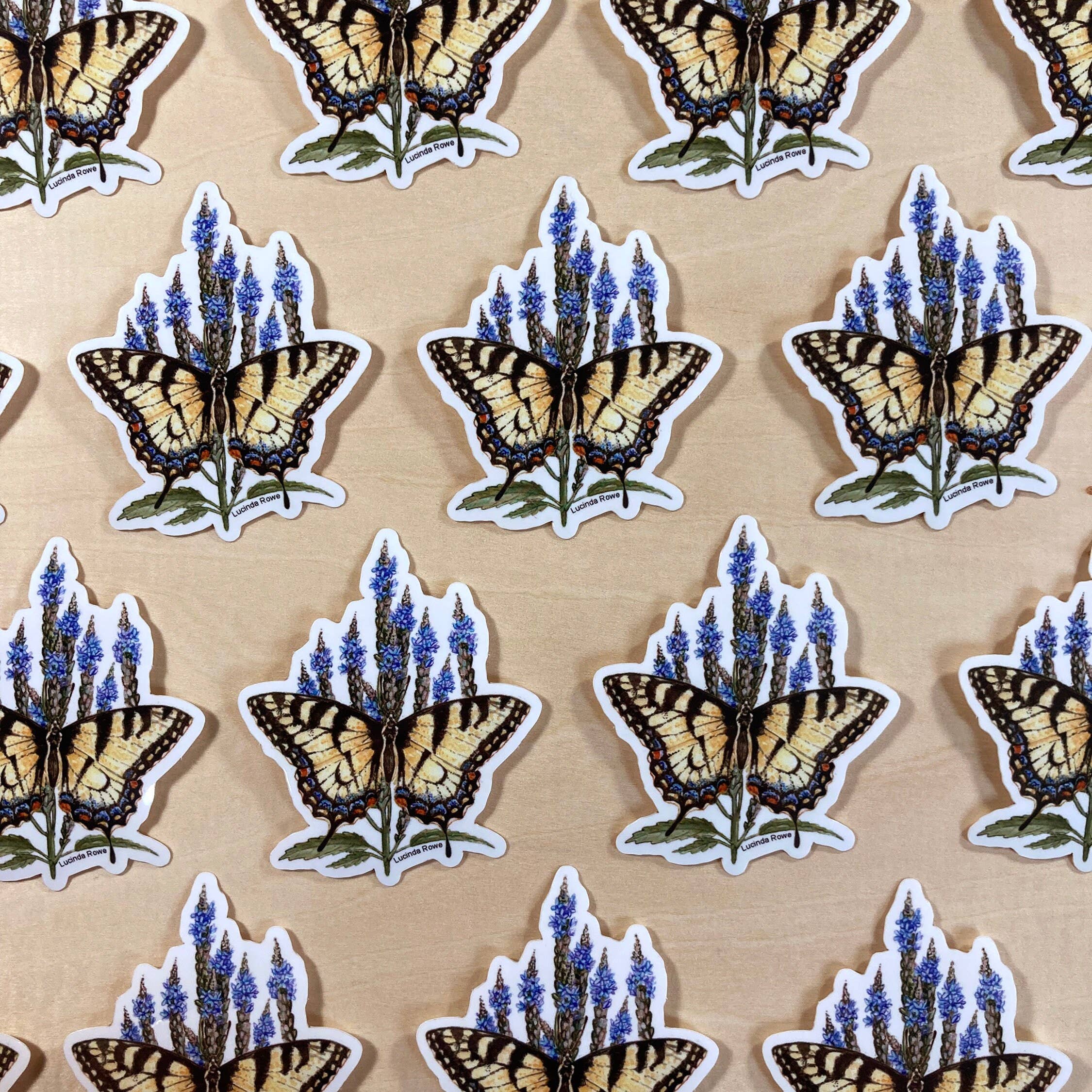 Lucinda Rowe Art - Wholesale Sticker - Sticker - Eastern Tiger Swallowtail On Vervain1