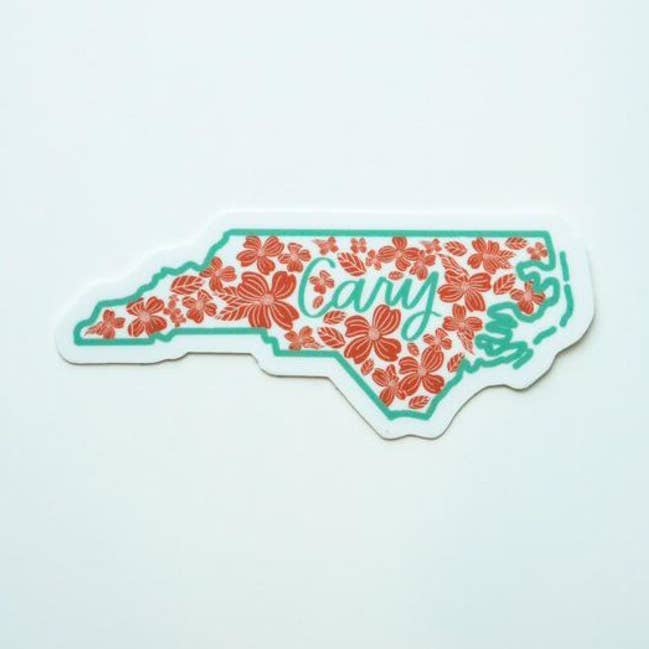 Cary, NC Hometown sticker, north carolina stickers for wholesale by Amber Taylor Creative