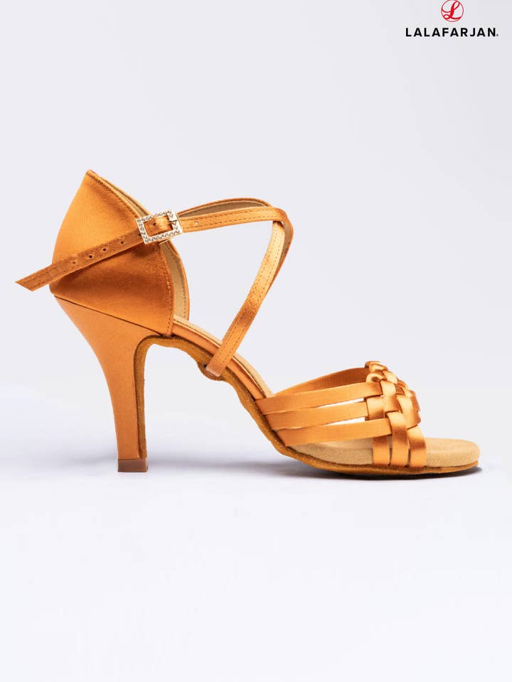 Chaussures de danse - Celina - Dark Tan - Satin - Stiletto - 8,5 cm pour la vente par Lalafarjan & Lalafarjan GbR