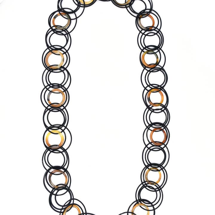 Sea Lily - Wholesale Pendant/charm necklace - L76B Black Long Rings With Tortoise Rings Necklace