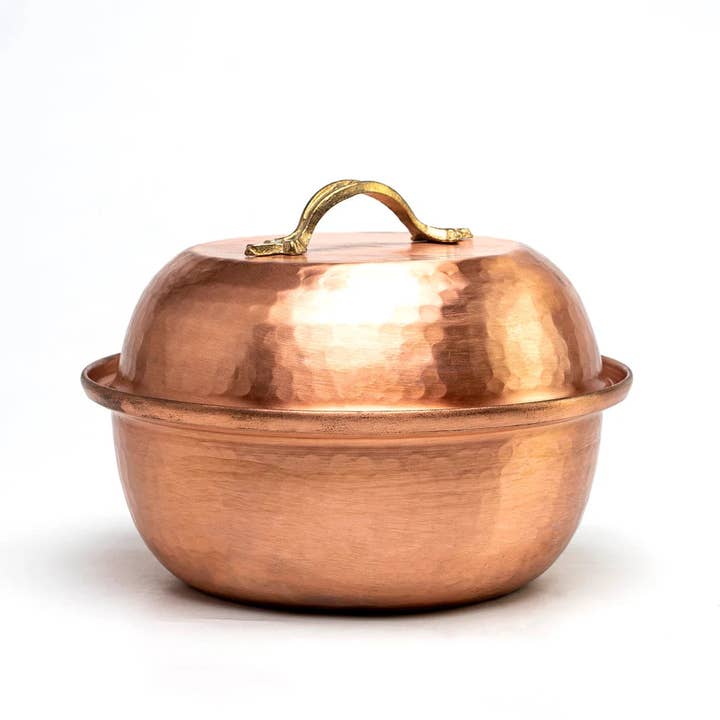 ANATOLIACRAFT – wholesale Blandningsskål – Kopparblandningsskål med lock | 12 ”diameter massiv kopparskål
