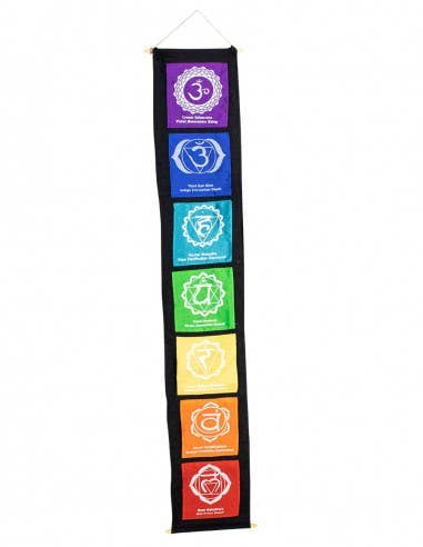 Multicolored 7 Chakras Vertical Tapestry for wholesale on Faire0