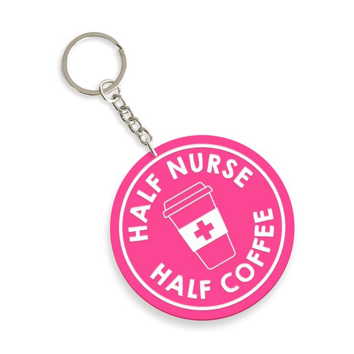 Half Nurse Half Coffee Keychain for wholesale by Viv&Lou