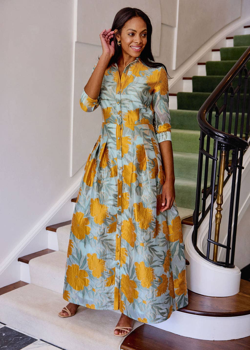 Orange Cecilia Gown Mint Pansy Vine Organza for wholesale on Faire5