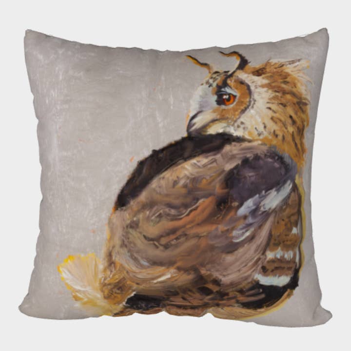 "Spirit Guide" Long Eared Owl Pillow Case for wholesale by Amanda McLenon Fine Art