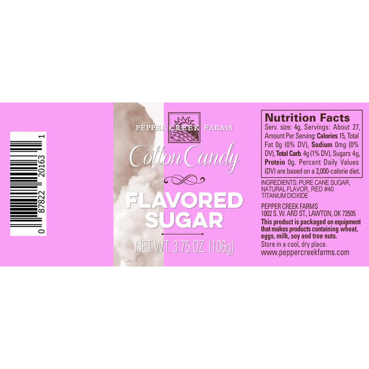 Pepper Creek Farms - Wholesale Sugar/Sweetener - Cotton Candy Flavored Sugar 3.75 Oz.2