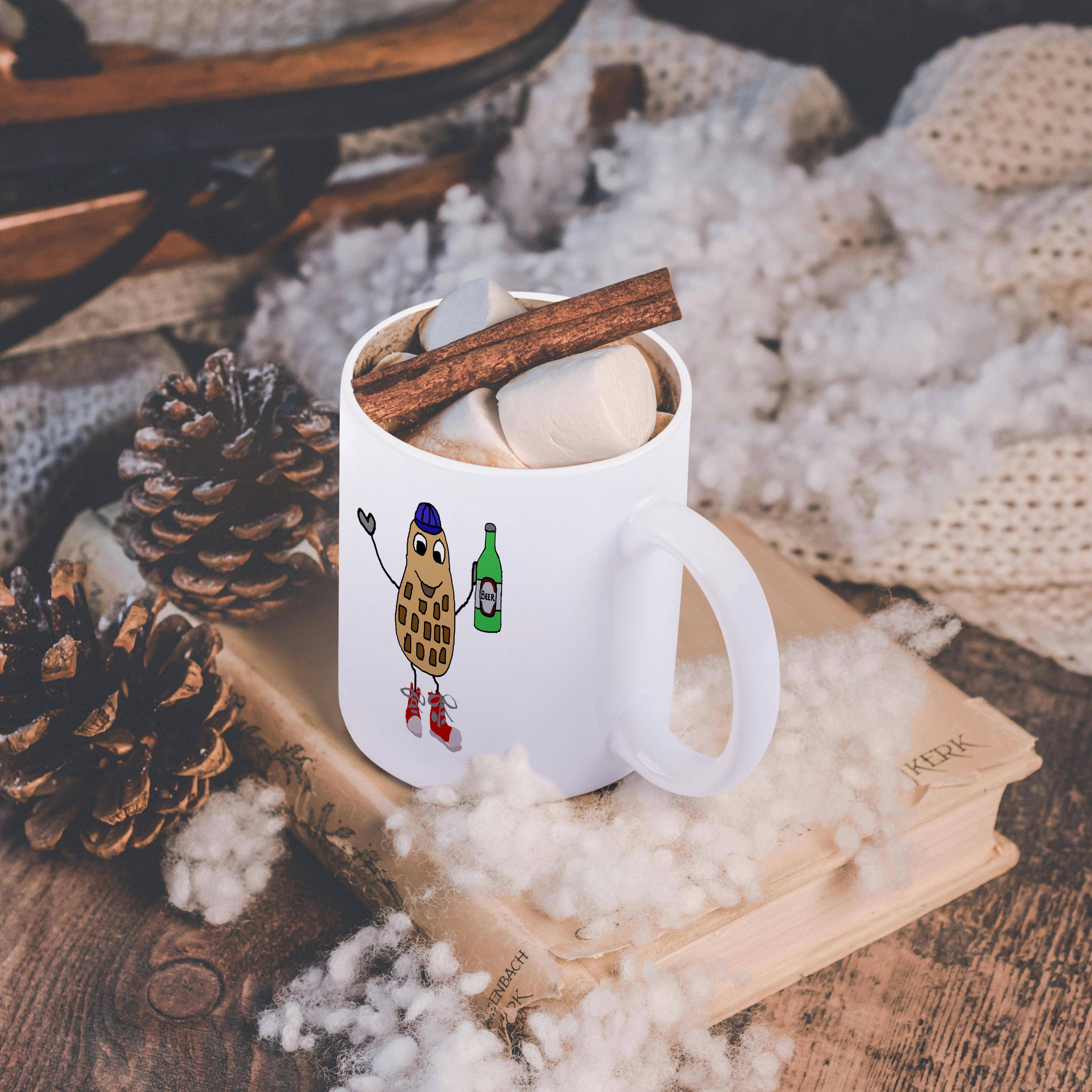 3dRose – wholesale Coffee mug – 3dRose, Funny Cute Peanut Man Drinking Beer Cartoon, Mug11