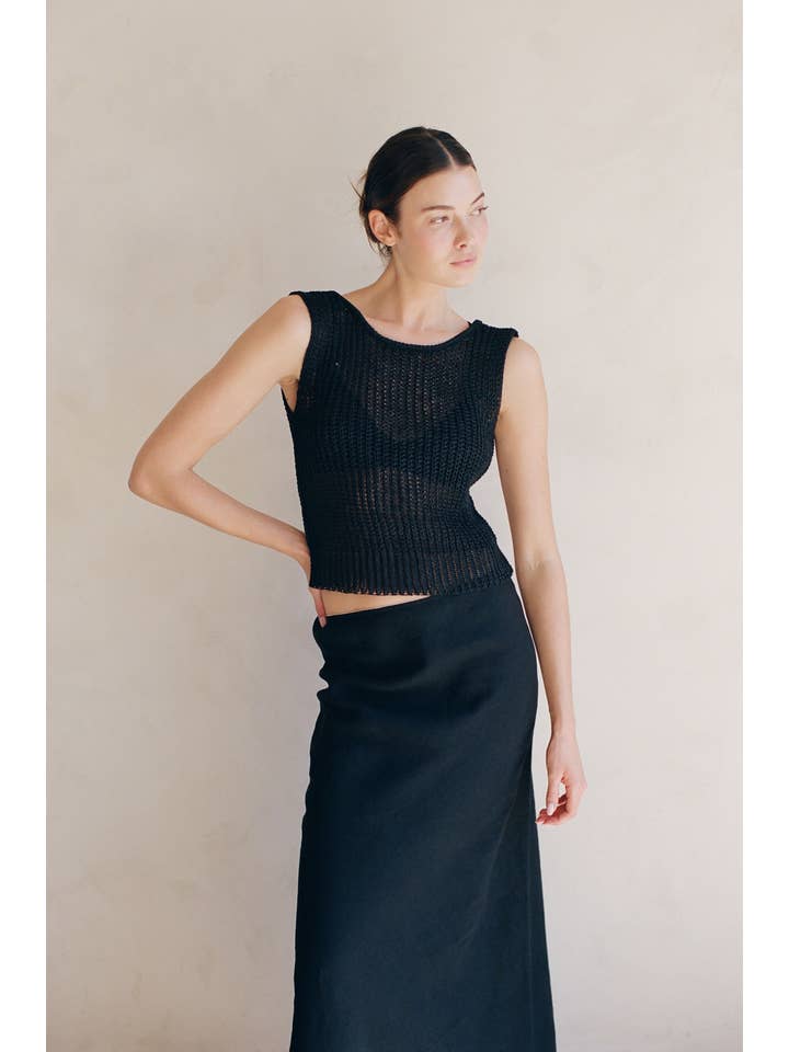 a.ren - Wholesale Knit Top - Women's - AW1063 | Knit Sweater Cotton Polyester See Through Tank Top