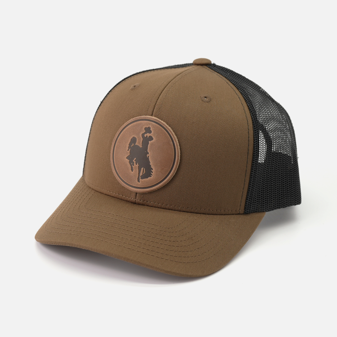 Range Leather Co. - Wholesale Trucker Hat - Unisex - Steamboat Hat - University of Wyoming Leather Patch Hat11