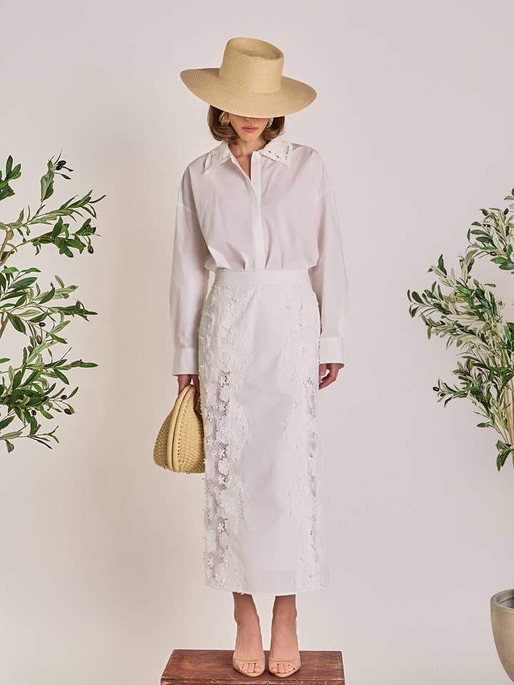 Crochet Collar Detailed Shirt for wholesale by English Factory