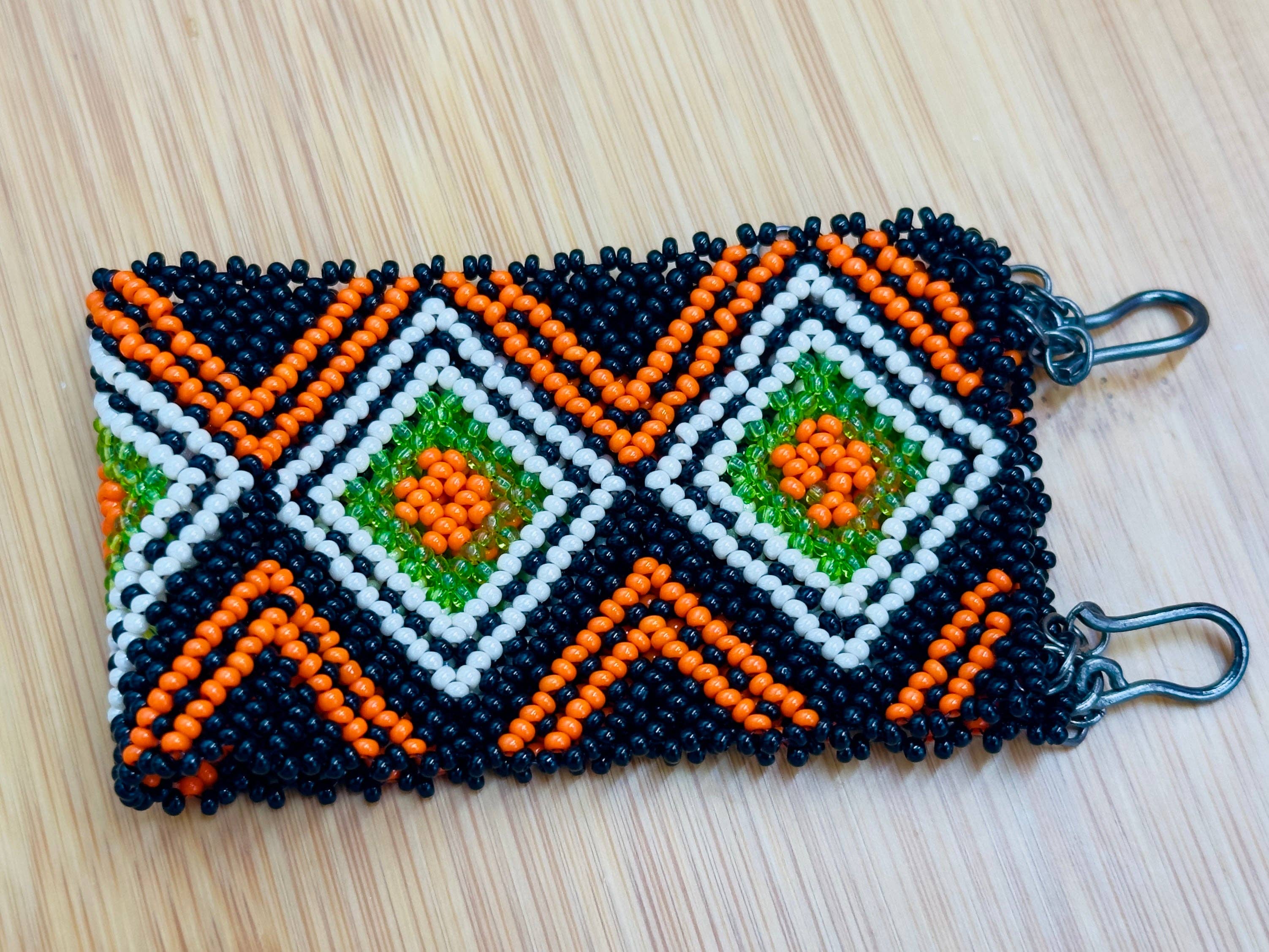 BEADS CORNER - Wholesale Cuff Bracelet - Handmade Geometric Beaded Cuff Bracelet – Black, Orange & Lime Green4