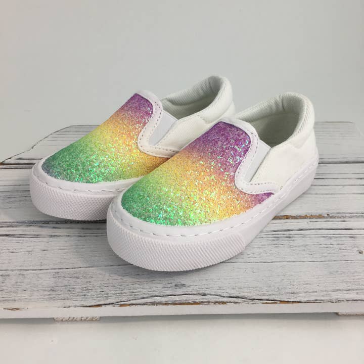 Mardi Gras glitter slip on shoes KIDS 10PK for wholesale by SongLily