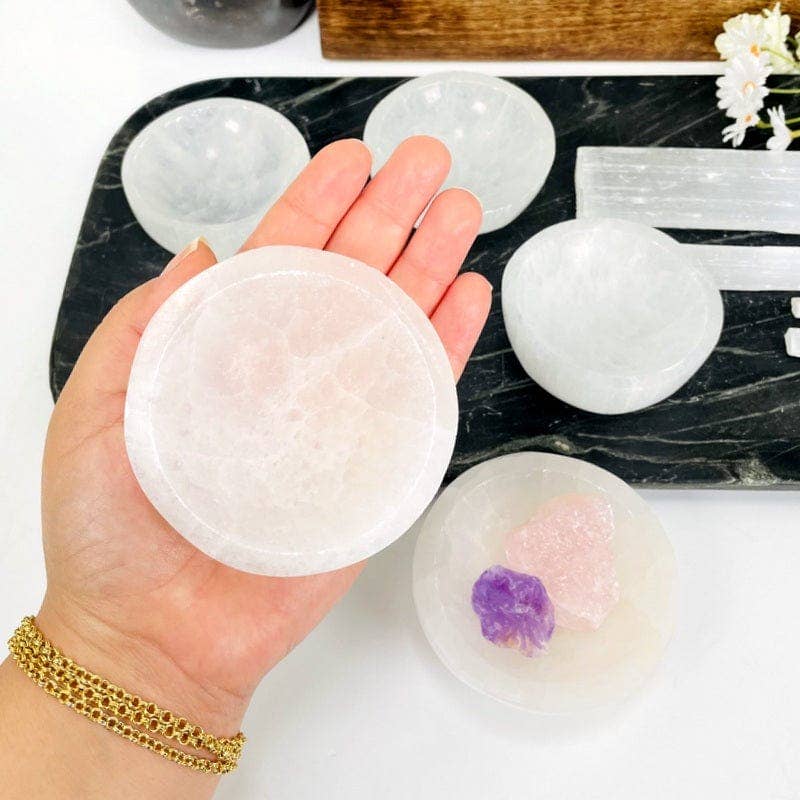 Rock Paradise - Wholesale Decorative Plate/Dish/Bowl - Selenite Crystal Bowl - 8CM1