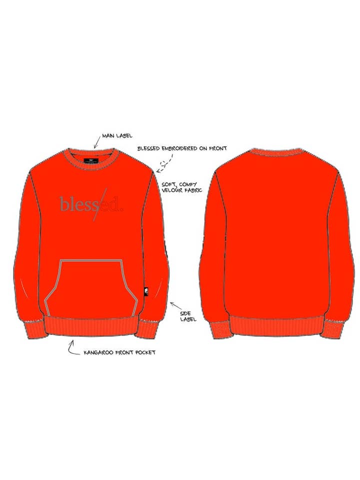 Trini Red Jersey de cuello redondo Blessed Velour de venta al por mayor en Faire