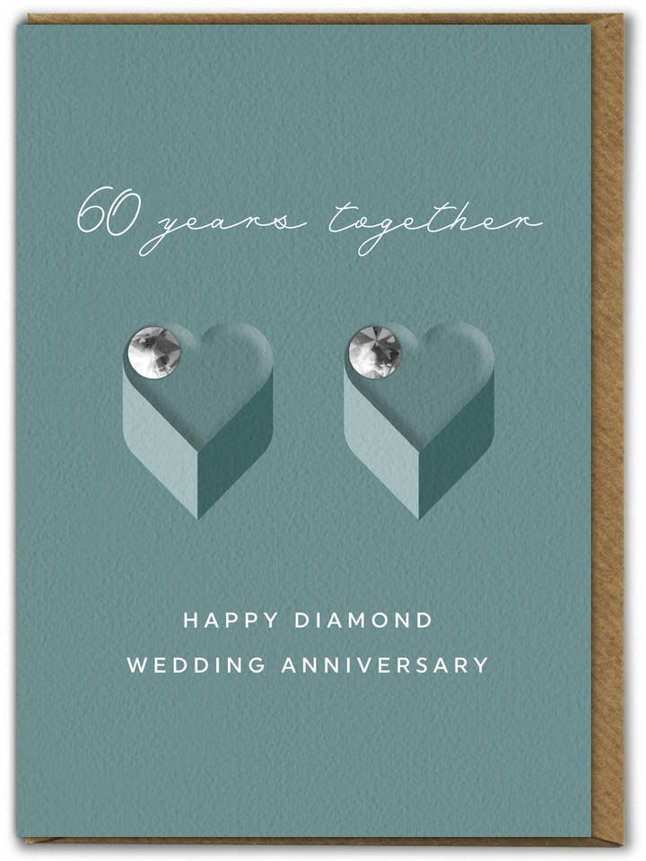 Wenskaart voor het 60-jarig jubileum - Diamanten huwelijksverjaardag voor wholesale door Brainbox Candy